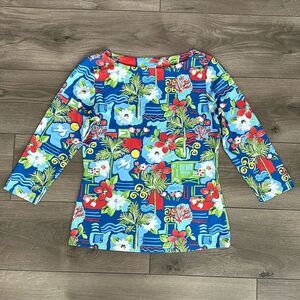 J. McLaughlin Catalina Cloth Wavesong Tee Shirt Multicolor Size‎ Small